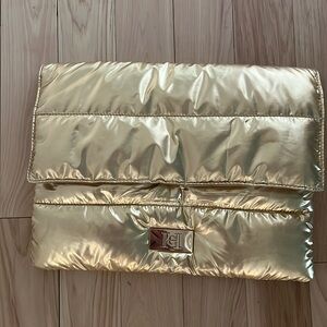 Carolina Herrera Gold Puffer Clutch Purse